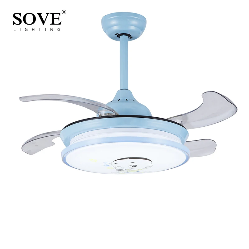 Modern Led Blue Children Ceiling Light Fan Folding Fans Modern Led Blue Children Ceiling Light Fan Folding Fans