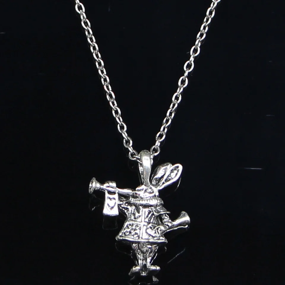 

New Fashion Necklace 27x23x7mm 3D horn bunny rabbit Silver Pendants Short Long Women Men Colar Gift Jewelry Choker