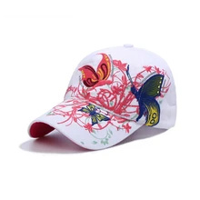 Лето г. Регулируемый Бейсбол Кепки Для женщин леди с бабочками и цветами вышитые hat