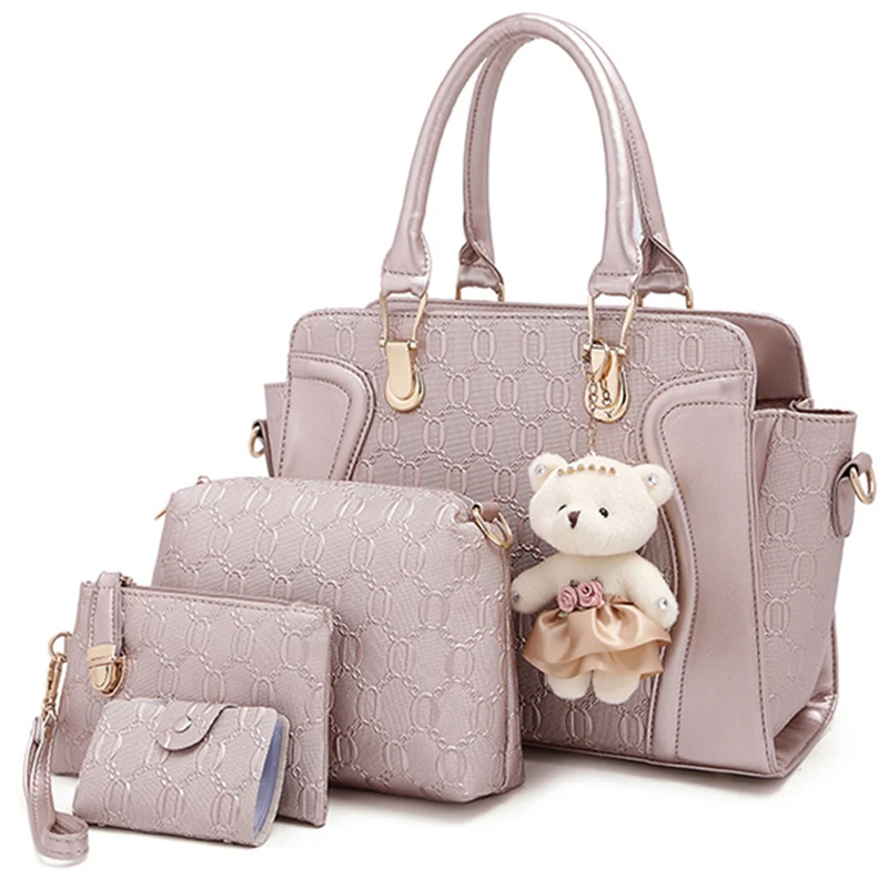 

Volocean Brand 2019 New Luxury Women Bag 4 Pieces Set Bear Fashion Women's Handbags PU Leather Composite Bag Ladies Female