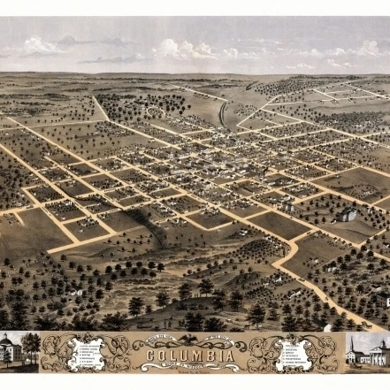 Old Map of Columbia Missouri 1869 Boone County Poster Print (24 x 36)
