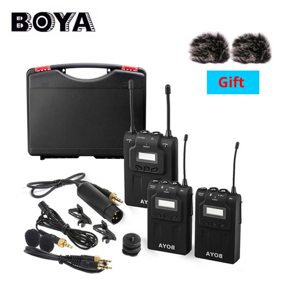 

DF BOYA BY-WM8 UHF Dual Wireless Lavalier Microphone Systerm Transmitters Receiver for Camera Interview recording YouTube