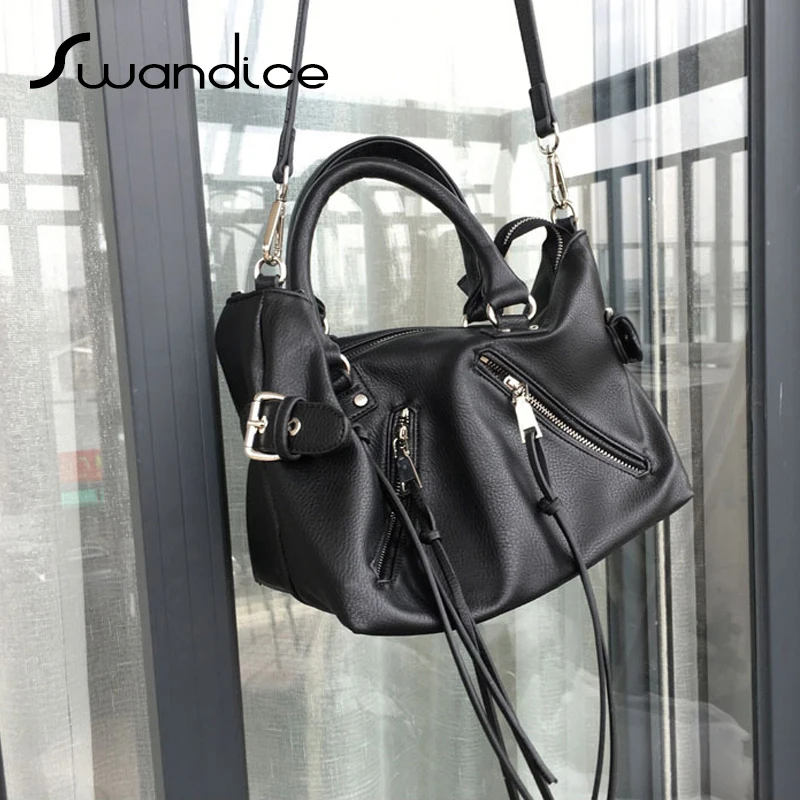 

Zippers Tassels Belt Buckle High Quality Soft Micro-fiber Leather Handbags Crossbody Messenger Shoulder Bags Women Hobos Trapeze