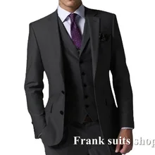 На заказ, серый мужской свадебный костюм,, смокинг, жених, деловой костюм для мужчин, 3 предмета(пиджак+ жилет+ брюки), Свадебный мужской костюм, платья