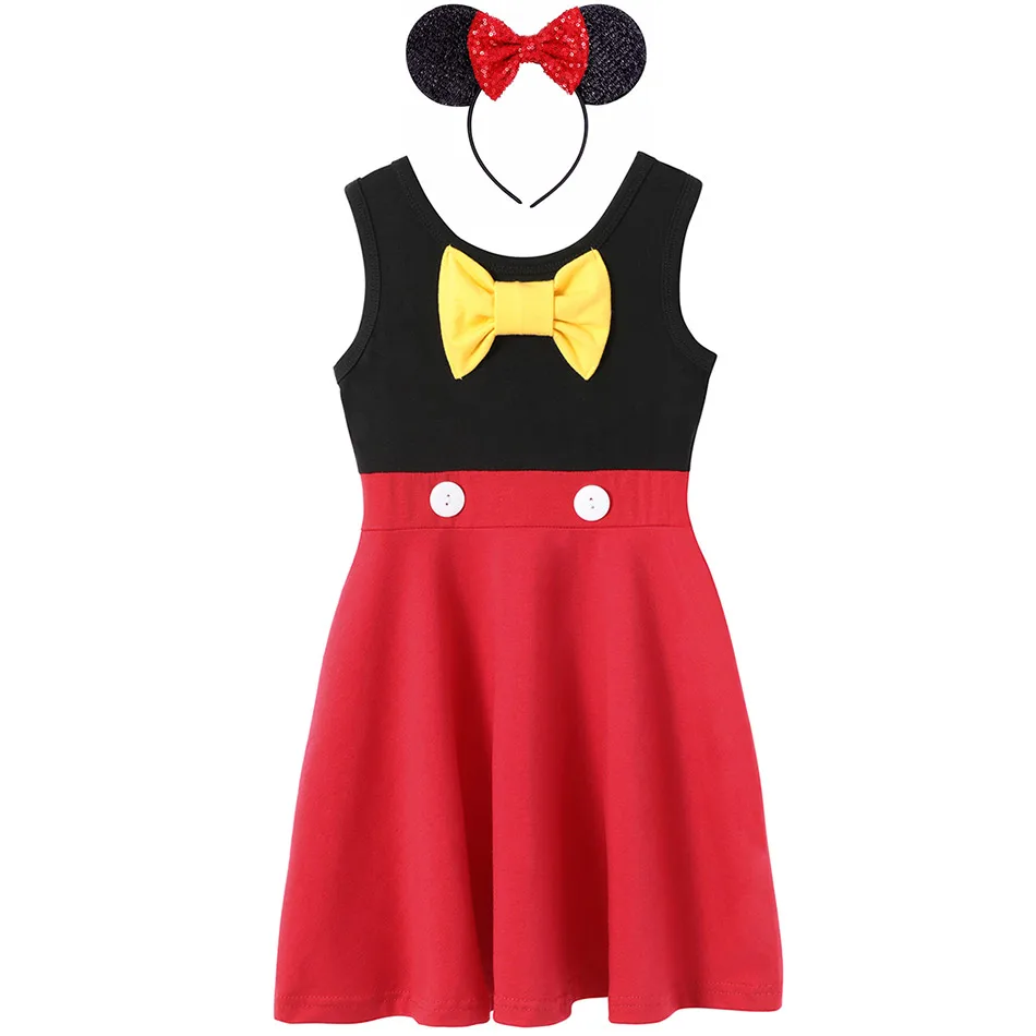 children dress Toddler Girls Minnie Dresses with Headband Casual Polka Dot Casual Clothing Frocks Kids Birthday Party Minnie and Mickey Costume baby dresses cheap Dresses