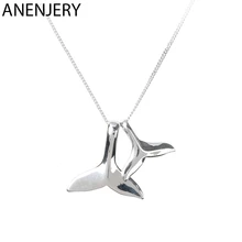 ANENJERY – collier Double queue de sirène en argent Sterling 925 pour femmes, ras du cou à clavicule, meilleur cadeau S-N434