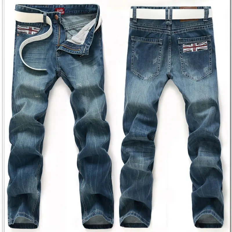 Celana Jeans pria UK Flag jean, Desainer terkenal panas 