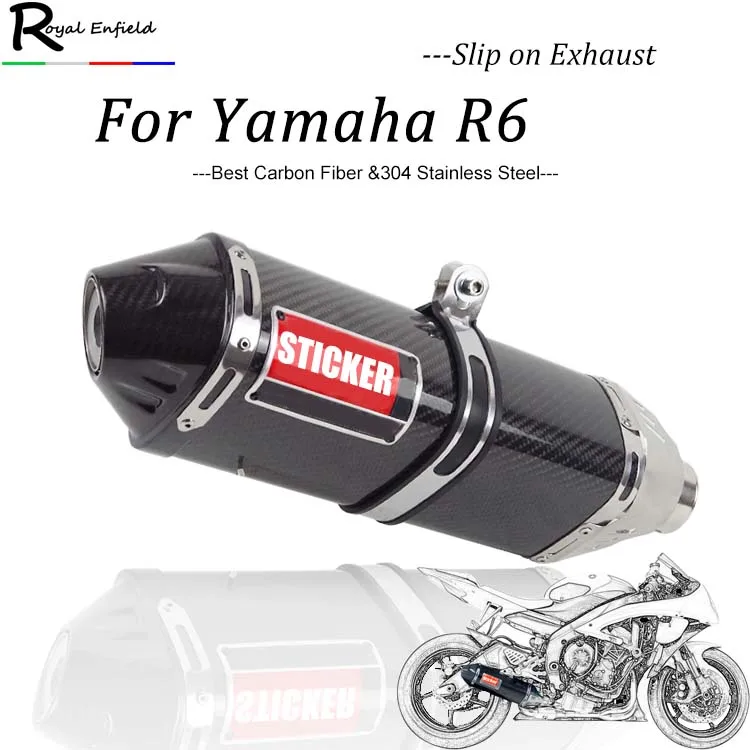 

Fast Shipping Motorcycle Exhaust Pipe 45MM Motorcycle Exhaust Muffler Pipe Echappement Motor carbon fiber exhaust for Yamaha R6