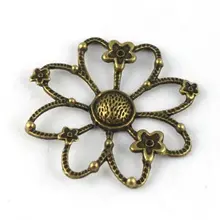 150 ШТ. Старину бронзовый вырезать цветок Ссылки 46 мм A13373B
