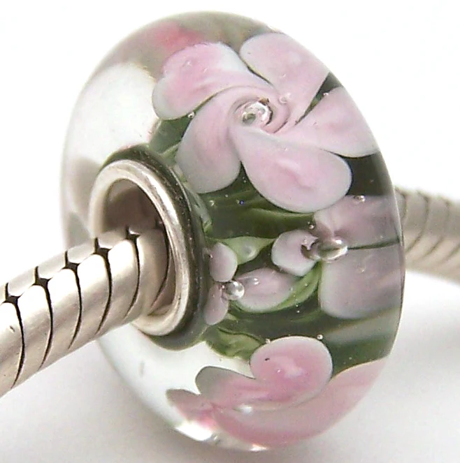 

PJG1063 100% S925 Sterling Silver Beads Murano Glass beads Fit European Charms Bracelet charms diy jewelry Lampwork GlassBeads