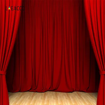 

Laeacco Red Curtain Wooden Floor Stage Scene Baby Children Photography Backgrounds Custom Photo Studio Photographic Backdrops