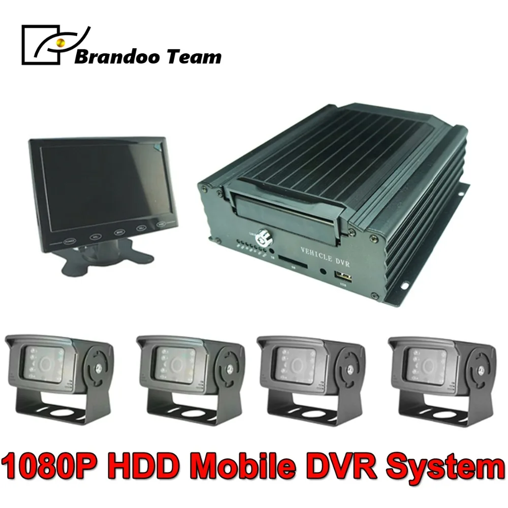 1080P Mobile DVR Kit 4CH MDVR Vehicle Video Recorder Kit H.265 Compression Truck Security System