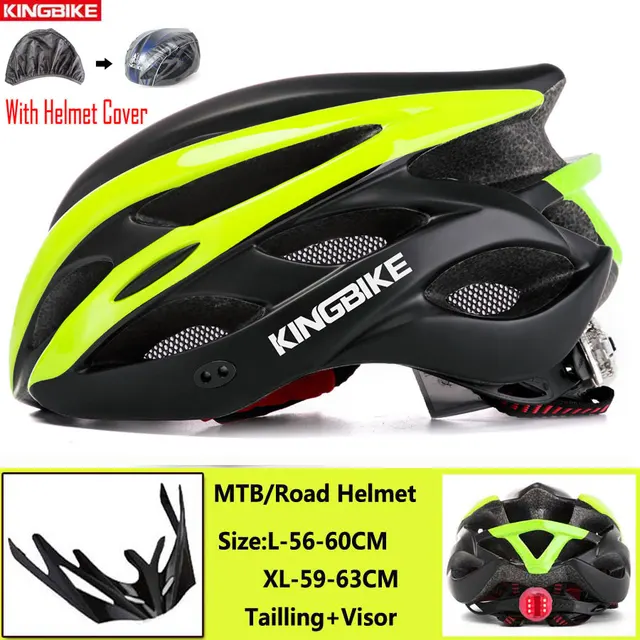 KINGBIKE Cycling Helmet MTB Road Bike Helmet With Light Windproof Glasses ce
