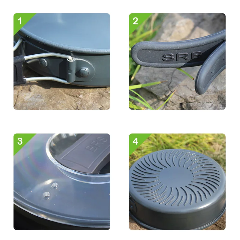 Para 2 personas aleación de aluminio al aire libre camping utensilios de cocina juego de vajilla Multi-función juego de macetas de Camping envío gratis BRS-121