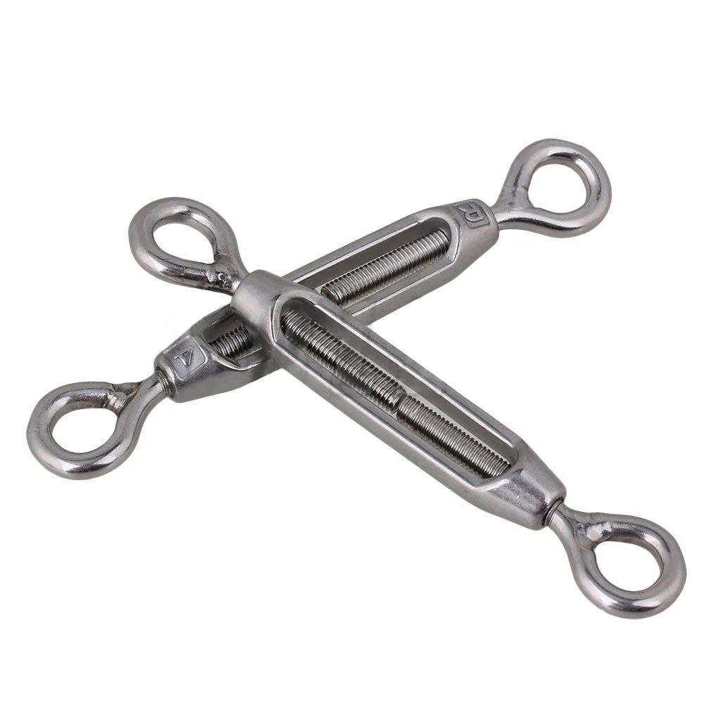 

Silver 304 Stainless Steel European Style Eye to Eye M4 Turnbuckles Adjustable Wire Rope Tensioners Pack of 5