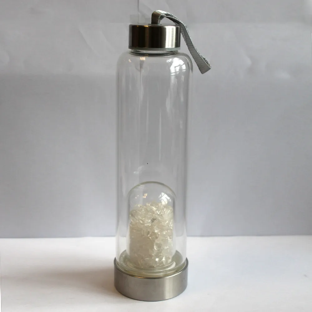 Природный гравий Хрустальный напиток бутылка воды неравномерность кварцевый камень Питьевая чашка для воды исцеляющая энергия бутылка с драгоценными камнями подарок - Цвет: clear  Quartz