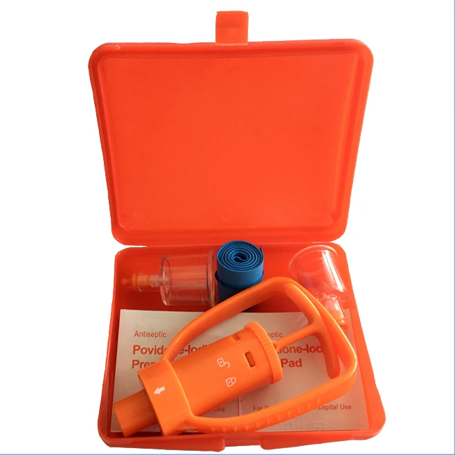 1Pc Safety Reuseable First Aid Survivor Snake Bees Bite Venom Extractor Kit Emergency Venom Protector Plastic Orange Case