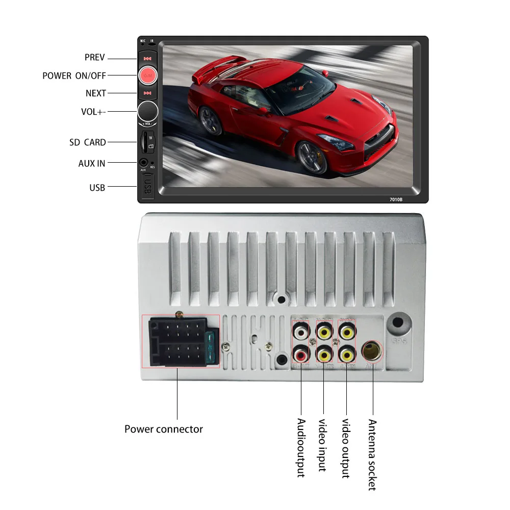  2 Din Auto Radio Player 7 Pollici Hd Multimedia MP5 Autoradio Audio Bluetooth Specchio di Collegame