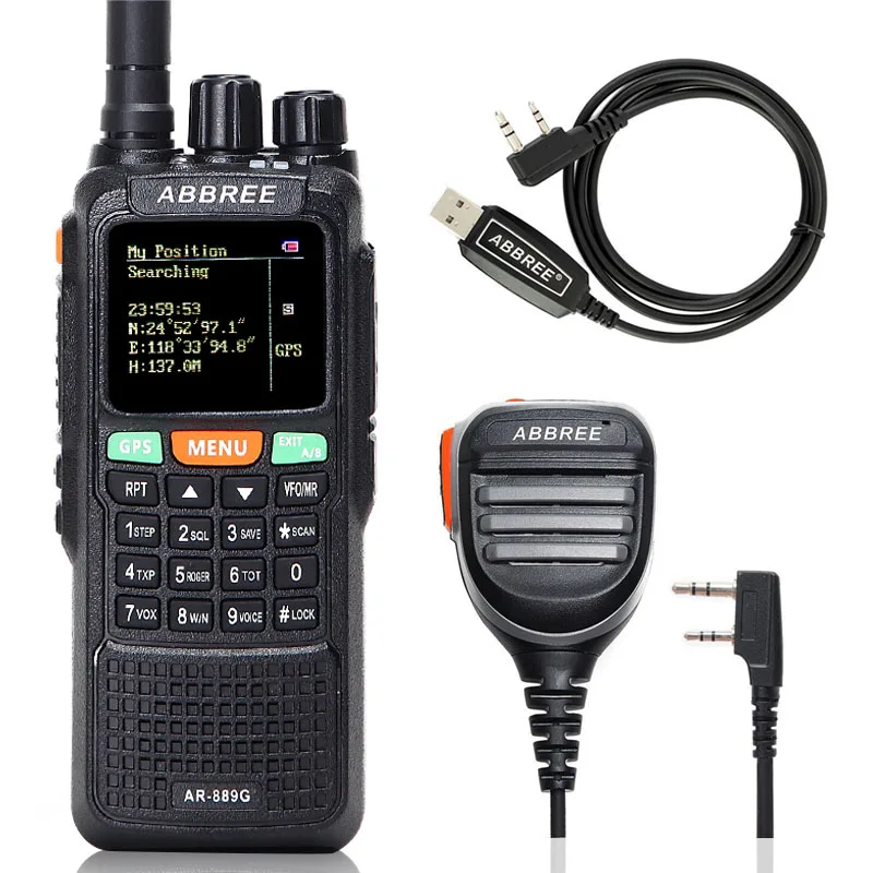 ABBREE AR-889G gps 10 Вт мощная портативная рация перекрестный ретранслятор 10 км большой диапазон портативный Ham CB двухстороннее радио трансивер - Цвет: add cable mic