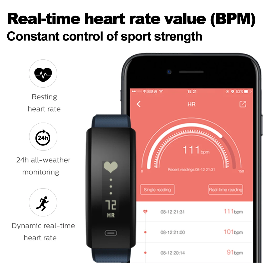 Zeblaze Arch Blood Pressure/Blood Oxygen Smart Wristband Heart Rate Monitor Weekly Health Report IP67 Fitness Bracelet