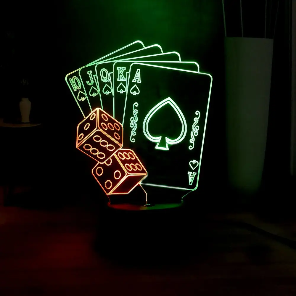 

LED Creative Night Light Entertainment way DIY Poker and Dice Novelty Home decor RGB Mixed Dual Multicolor Table Lamp Funny Gift