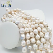 LII Ji натуральный пресноводный жемчуг бусины барокко Эдисон круглая большая жемчужина около 13x15-15x16mm для DIY ювелирных изделий около 42 см