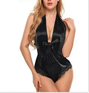 

Women Lady Silk Lace Babydoll Nightdress Sleepwear Sleeveless Backless Bow Waisted Bodysuit