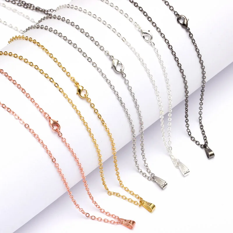 

10pcs 70cm Necklace Chains Brass Bulk Chains Pendant Clasps Silver/Gold/Gun Black/Rose Gold Color Simple Style Necklace DIY