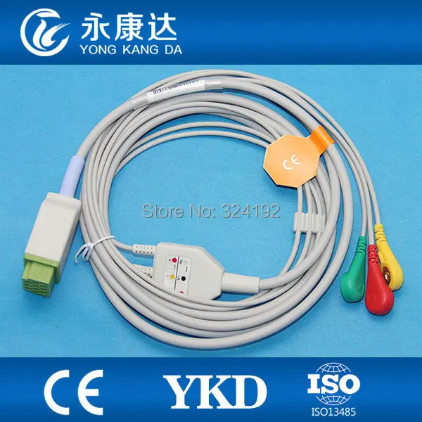 Цельный 3 свинцово ЭКГ/ЭКГ кабель с Leadwire IEC Snap для GE Marquette Dash 2500|ecg ecg|ecg ekg cablecable ecg |