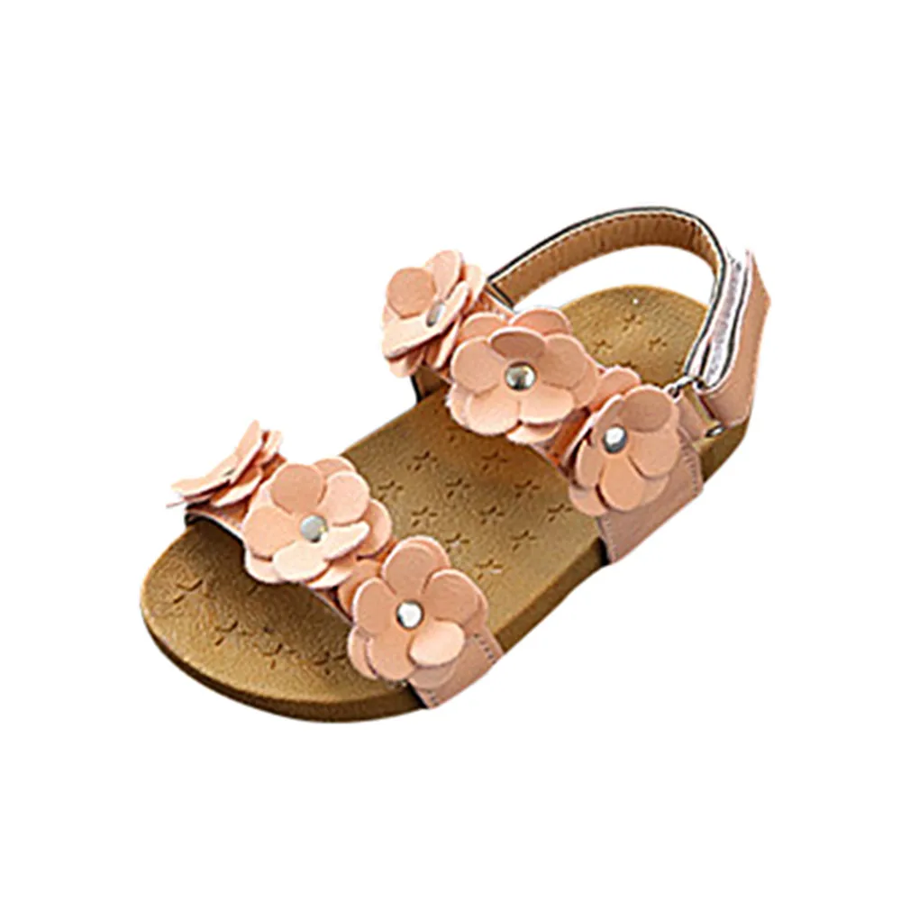 ARLONEET детские сандалии летние для девочек цветочные тапочки сандалии пляжная повседневная обувь для детей от 0 до 6 лет Прямая 30S54 - Цвет: Розовый
