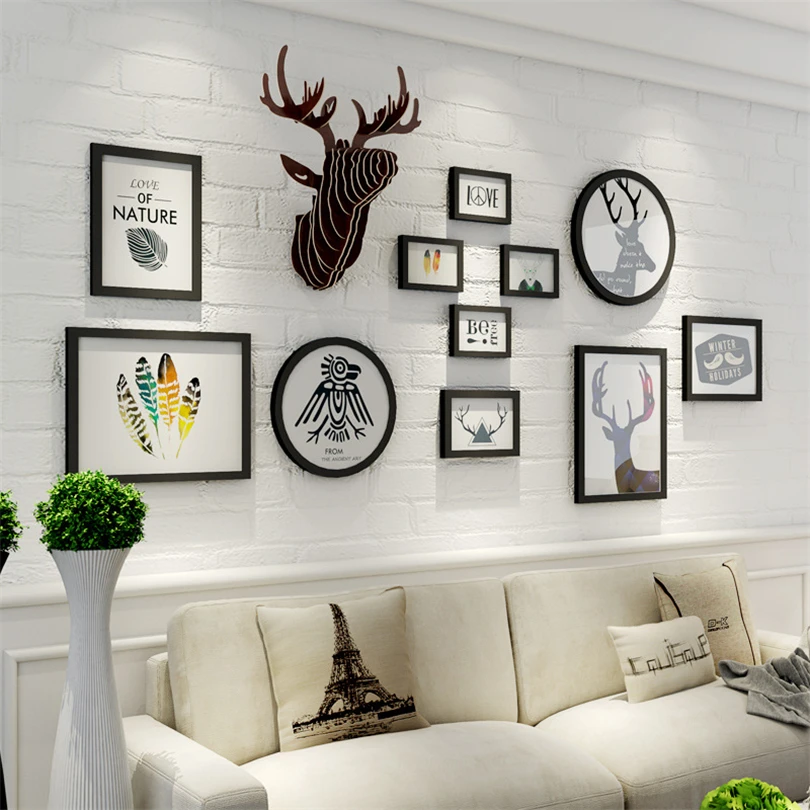 

Black White Nordic Style Picture Frame Set For Living Room Bedroom Wooden Picture Frame Wall Decoration Bedroom Photo Frame Set