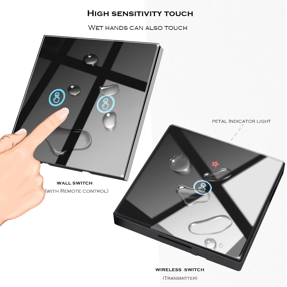  SMATRUL 1 2 3 gang smart Wireless touch Switch Light 433MHZ RF Remote Control Glass Screen No Neutr - 33051784112