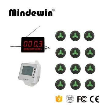 

Mindewin Wireless Calling Pager Systems,Factory Bell System,12 Call Bells And 1 Watch Receivers,1 LED Display,Restaurant Pagers
