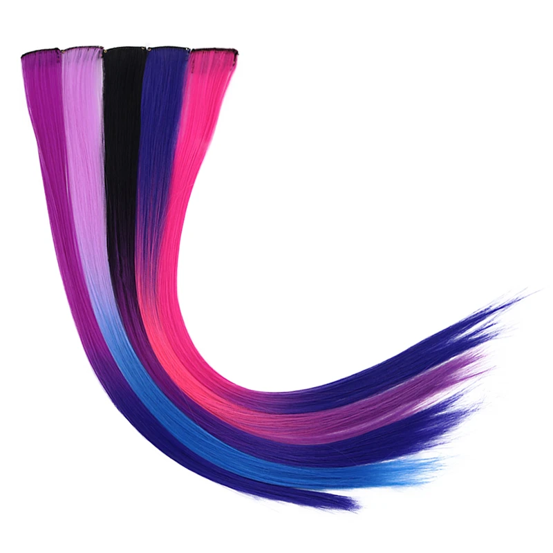 Long Straight Hairpiece Clip In Hair Extension Ombre 1 Clip One Piece 20'' Synthetic Clip-in Extensions Hair Pieces for Women