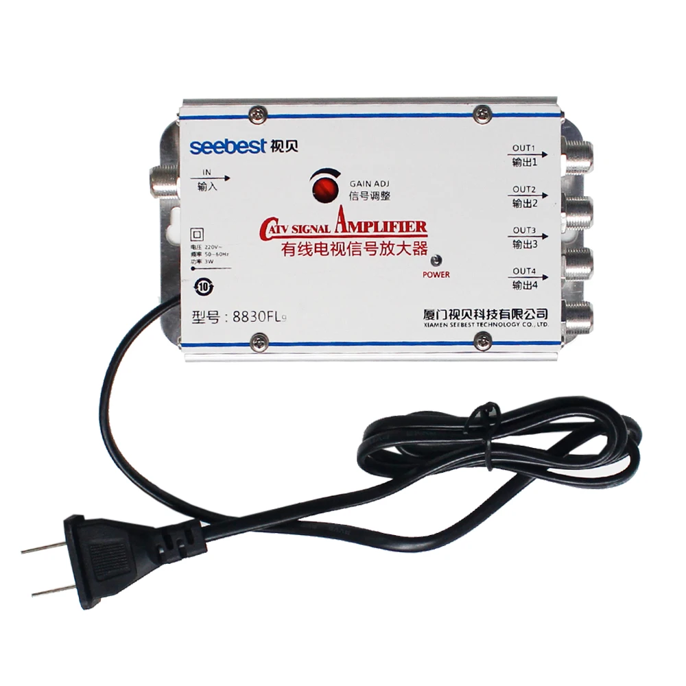 

Dlenp TV Antenna Signal Amplifier Booster 4 Way CATV VCR Splitter 30DB 45-880MHz FREQ