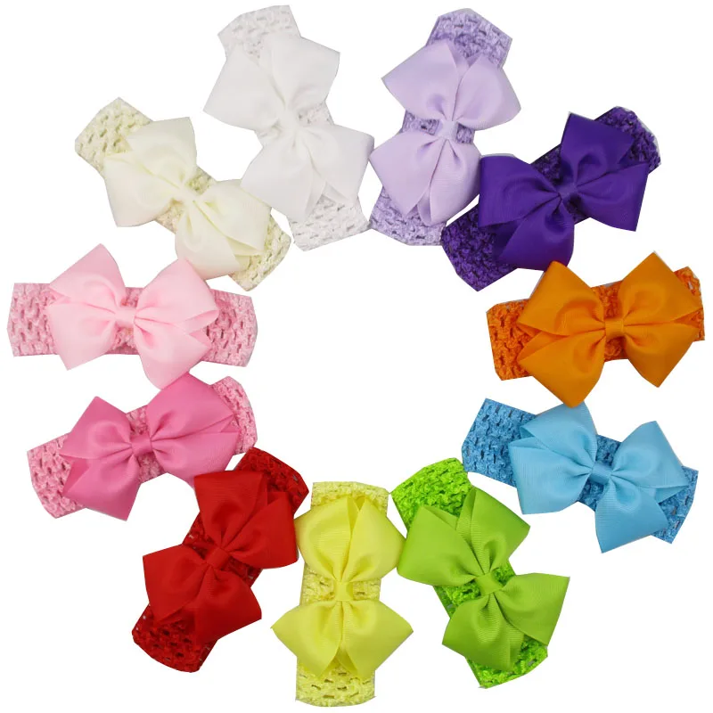 36pcs/lot Wholesale Hair Ribbon Bows Soft Elastic Headbands 4" Twisted