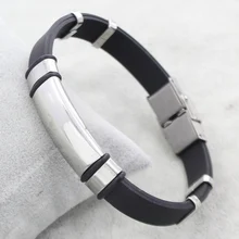 YYW ювелирный браслет из нержавеющей стали, знаменитостей, с силиконом, цвет oril, 45x13x7 мм, продается около 7,5 дюймов