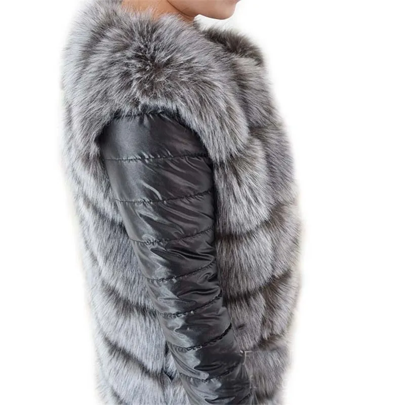 Fourrure Femmes 2018 Manteau Pu De Haute Imitation Chaud Argenté Yards Manches Faux Binyuxd Nouvelle D'hiver Grands Renard aFdnTw88x