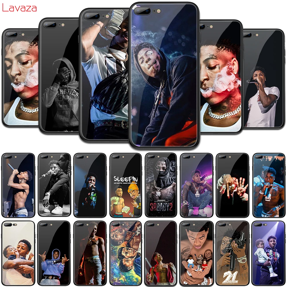 Lavaza Youngboy никогда больше не сломался закаленное стекло ТПУ чехол для iPhone 6 6S 7 8 Plus 5