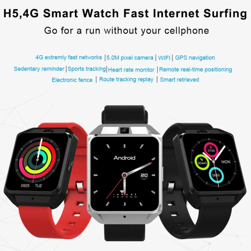 Microwear H5 4G Wifi GPS Smart Watch Phone 5MP Camera Quad Core 1.1GHz 1G RAM 8G ROM Compass Fashion Sport SmartWatch