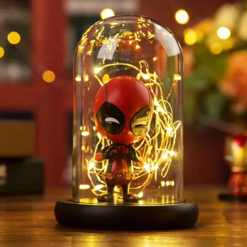 

[New] The Avengers 4 Marvel Heroes Deadpool Q style figure model Action Figure Lighting Room decoration toy baby kids best gift