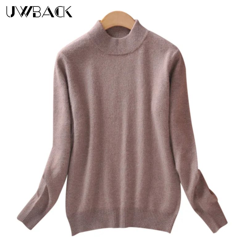 Uwback 2018 New Brand Sweater Women Wool Plus Size Pink Slim Basic Pullovers Femme 2XL Cashmere Knitted TB1159 | Женская одежда
