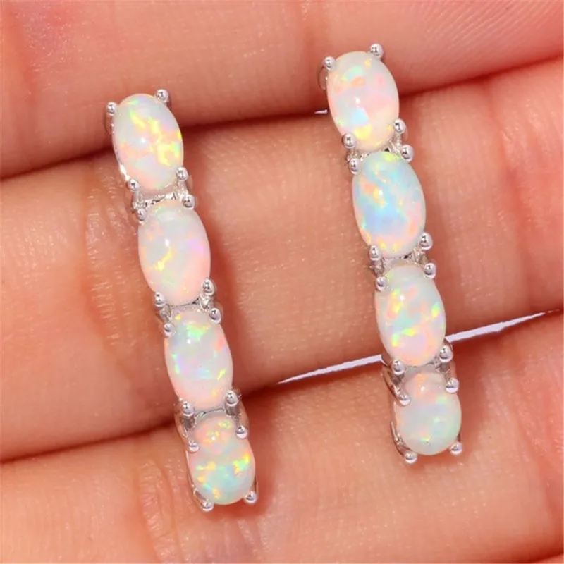 

Elegant Faux Fire Opal Earings Stud Earrings for Women Fashion Jewelry Wedding Brincos Engagement Statement Pendientes Mujer