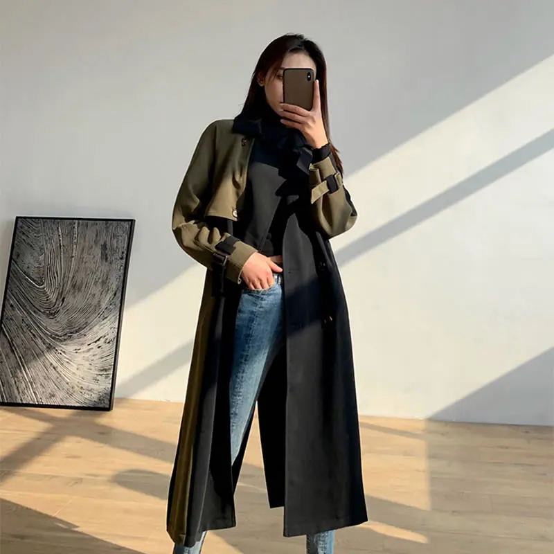 Patchwork Femmes xitao2019 Casual Pleine Collar Black Manches Dll1801 Tranchée down Double Nouveau Manteau Turn Printemps Femelle Breasted Corée UzVSGMqp