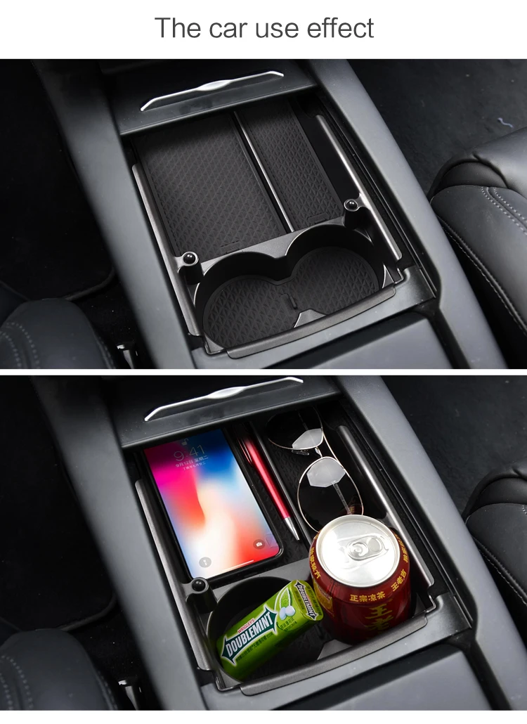 smabee Car central armrest box For Tesla MODEL X MODEL S Interior Accessories Stowing Tidying Center Console Organizer BLACK