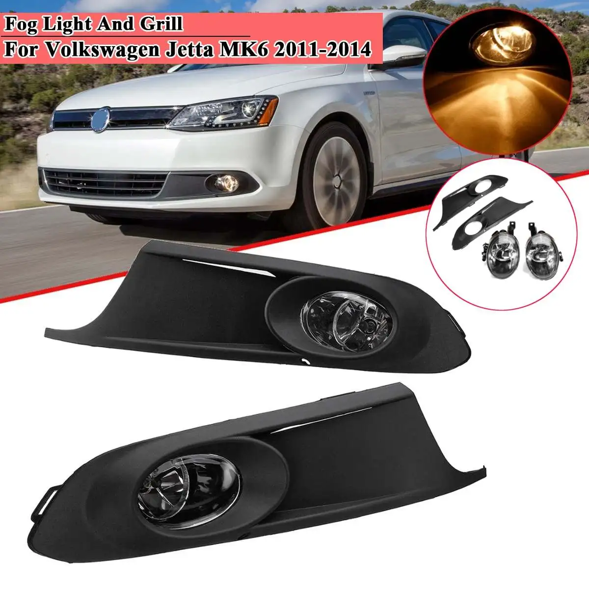 

Fog light Cover For Vw Jetta MK6 2011 2012 2013 2014 Foglight Front Bumper Fog lamp Driving light drl Car Accessories Halogen