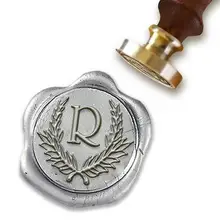 Пользовательские Начальная Воск печать штамп-#2596 университет в римском стиле шрифт с венком