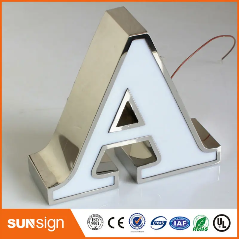 

Custom storefront advertising brushed stainless steel channel letter