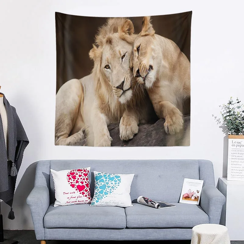 

Indian Style Tapestry Wall Hanging Animal Wolf Pattern Bedspread Tablecloth Picnic Camping Beach Mat
