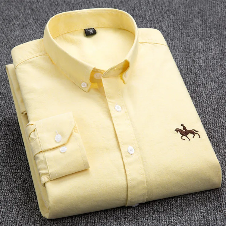 Бренд DAVYDAISY, оксфордские рубашки, мужские осенние приталенные однотонные повседневные рубашки с длинным рукавом, высокое качество, Chemise Homme DS-211 - Цвет: GN1906